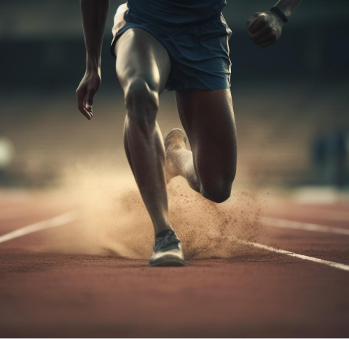 Runner accelerating on a track